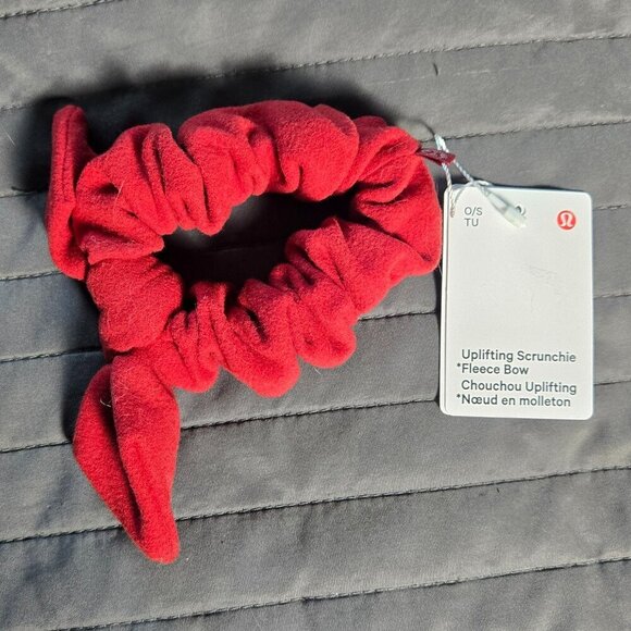 NWT Lululemon Uplifting Scrunchie *Fleece Bow - Sport Red - Picture 1 of 2